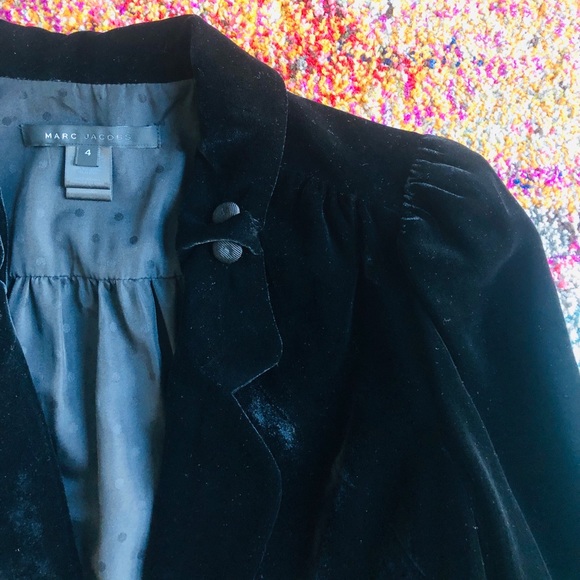 Marc Jacobs Puff Shoulder Black Velvet Blazer - Picture 6 of 8
